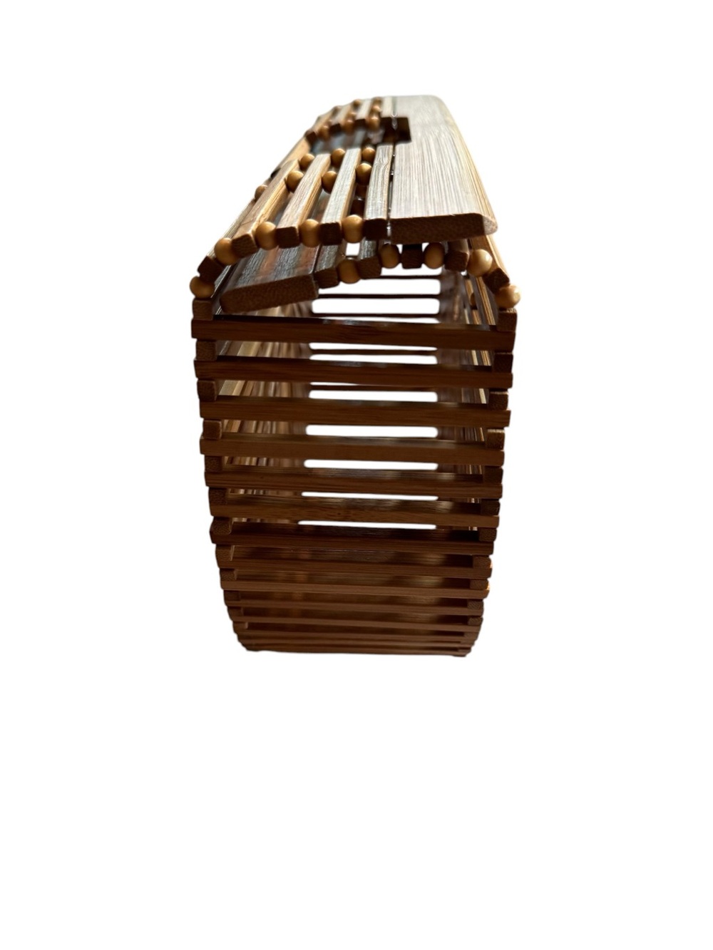 CULT GAIA Gaia’s Ark Small Top Handle Bag Bamboo Wood Bohemian Natural Tan BOX - Picture 4 of 8